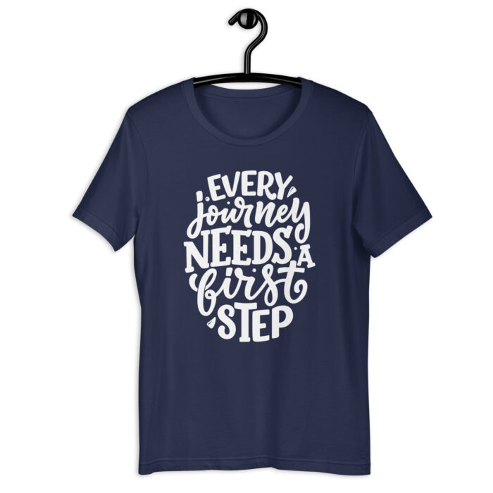 “First Step Journey” Tee – Inspirational Quote – Varied Color Lineup - Navy, 2XL