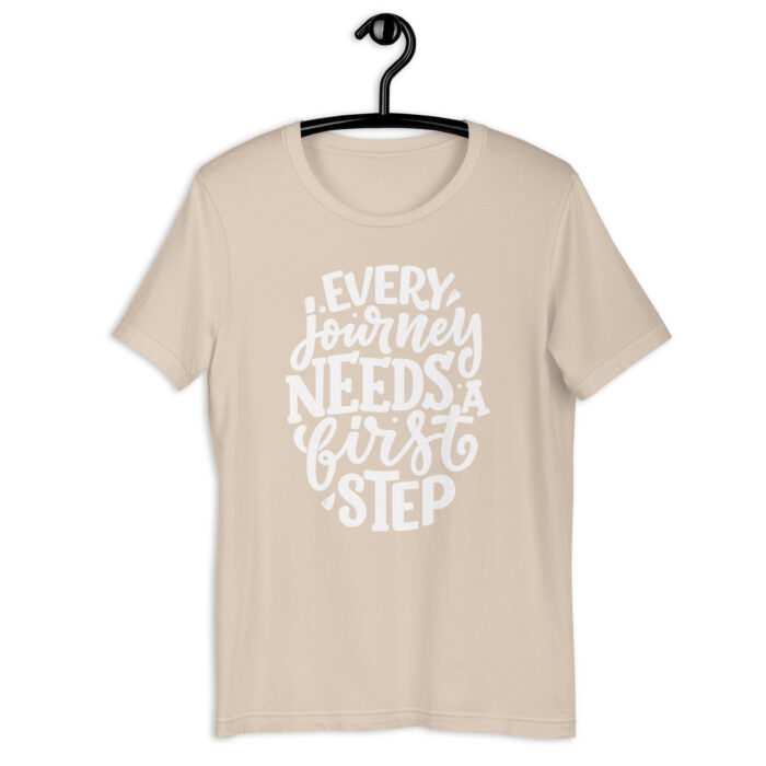 “First Step Journey” Tee – Inspirational Quote – Varied Color Lineup - Soft Cream, 2XL