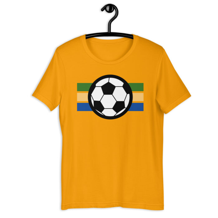 “Global Soccer Fan” Tee – Multi-Color Striped Football Design - Gold, 2XL