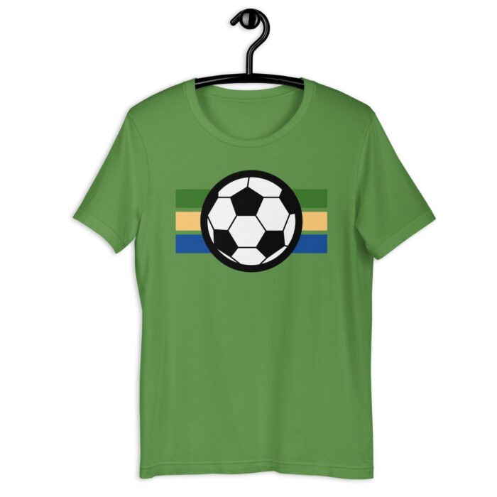 “Global Soccer Fan” Tee – Multi-Color Striped Football Design - Leaf, 2XL