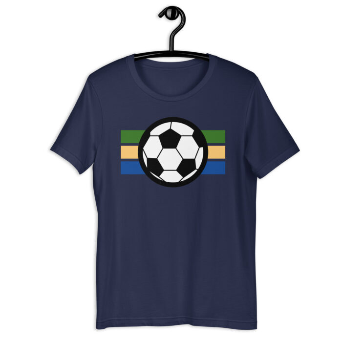 “Global Soccer Fan” Tee – Multi-Color Striped Football Design - Navy, 2XL