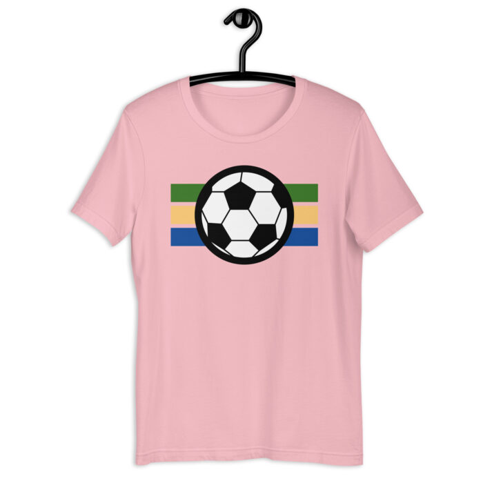 “Global Soccer Fan” Tee – Multi-Color Striped Football Design - Pink, 2XL