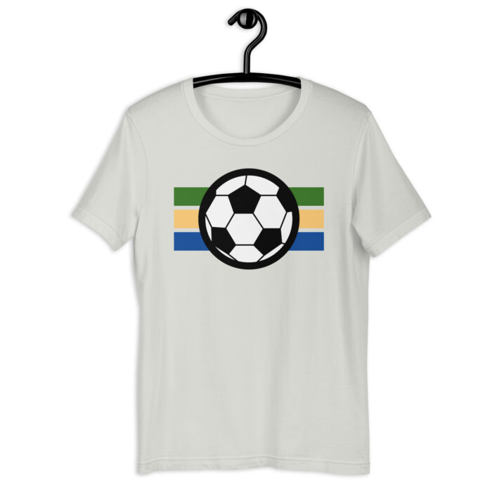 “Global Soccer Fan” Tee – Multi-Color Striped Football Design - Silver, 2XL