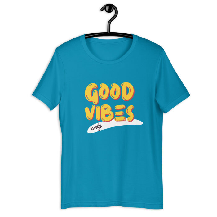 “Good Vibes” Positive Energy Tee – Classic Black & More Colors - Aqua, 2XL