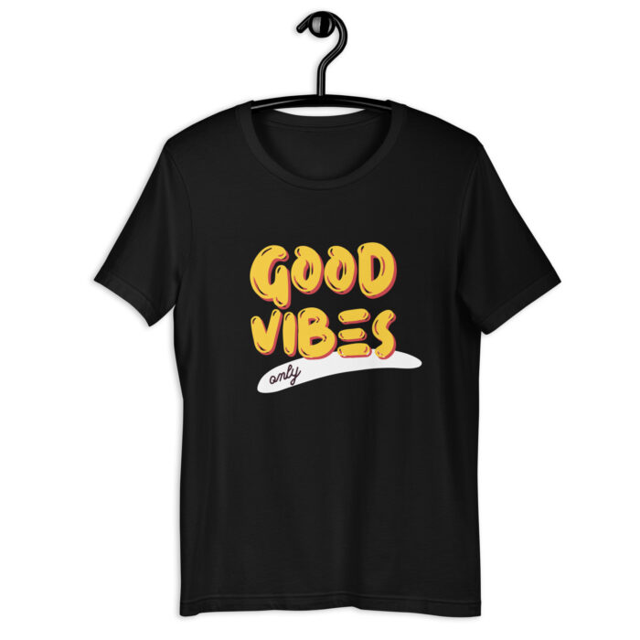 “Good Vibes” Positive Energy Tee – Classic Black & More Colors - Black, 2XL