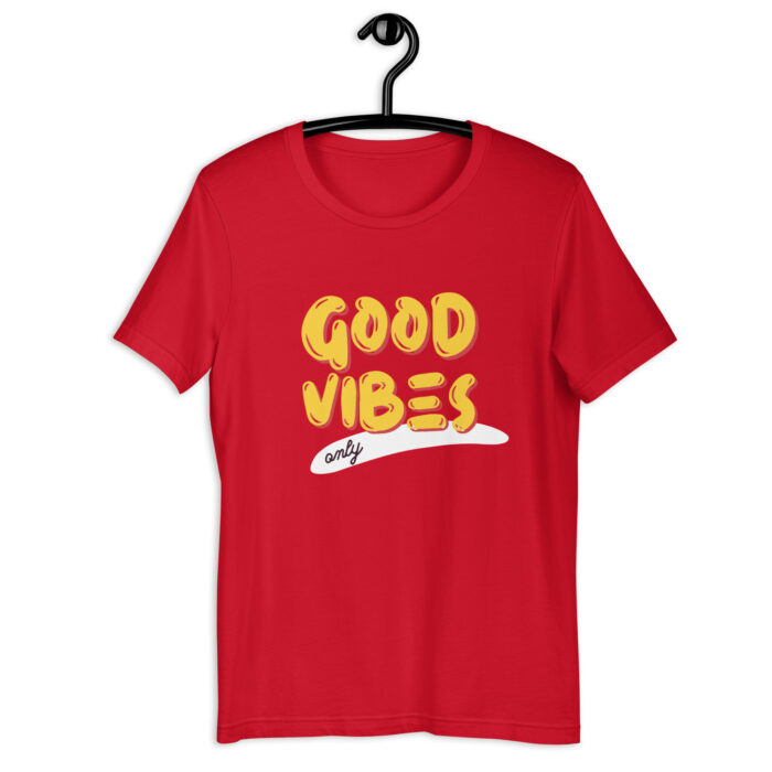 “Good Vibes” Positive Energy Tee – Classic Black & More Colors - Red, 2XL