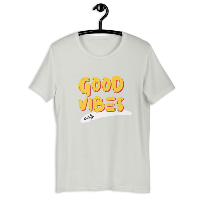 “Good Vibes” Positive Energy Tee – Classic Black & More Colors - Silver, 2XL