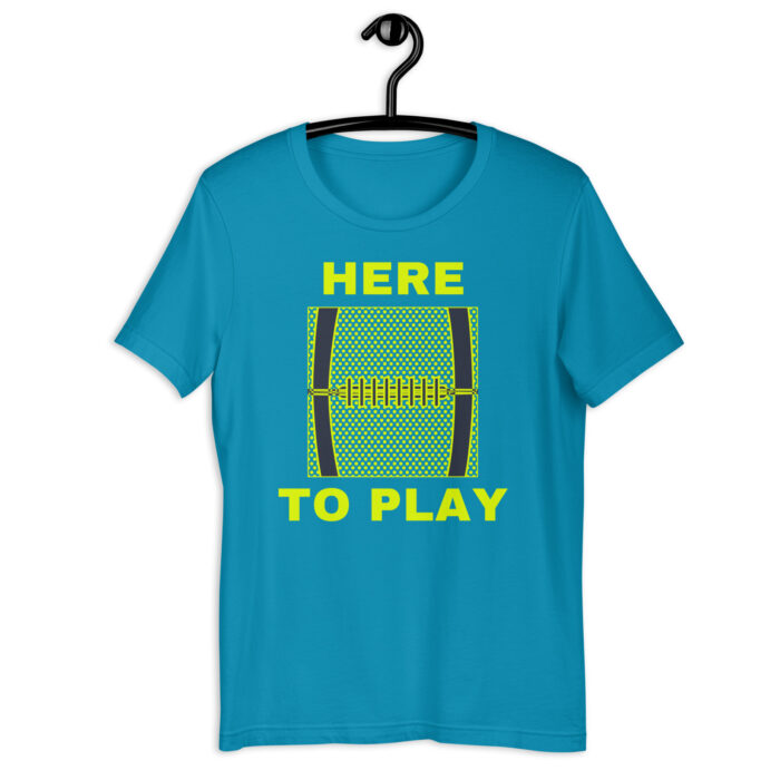 “Here to Play” Football-Inspired Tee – Fresh Color Lineup - Aqua, 2XL