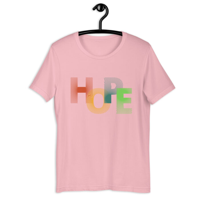 “Hopeful Horizons” Tee – Multicolor ‘Hope’ Print – Inspiring Color Selection - Pink, 2XL