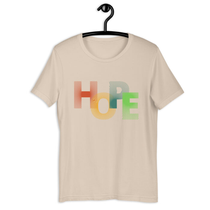 “Hopeful Horizons” Tee – Multicolor ‘Hope’ Print – Inspiring Color Selection - Soft Cream, 2XL