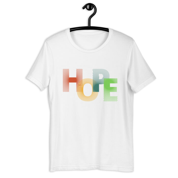 “Hopeful Horizons” Tee – Multicolor ‘Hope’ Print – Inspiring Color Selection - White, 2XL