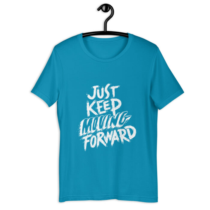 “Just Keep Moving Forward” Motivational Tee – Bold Red - Aqua, 2XL