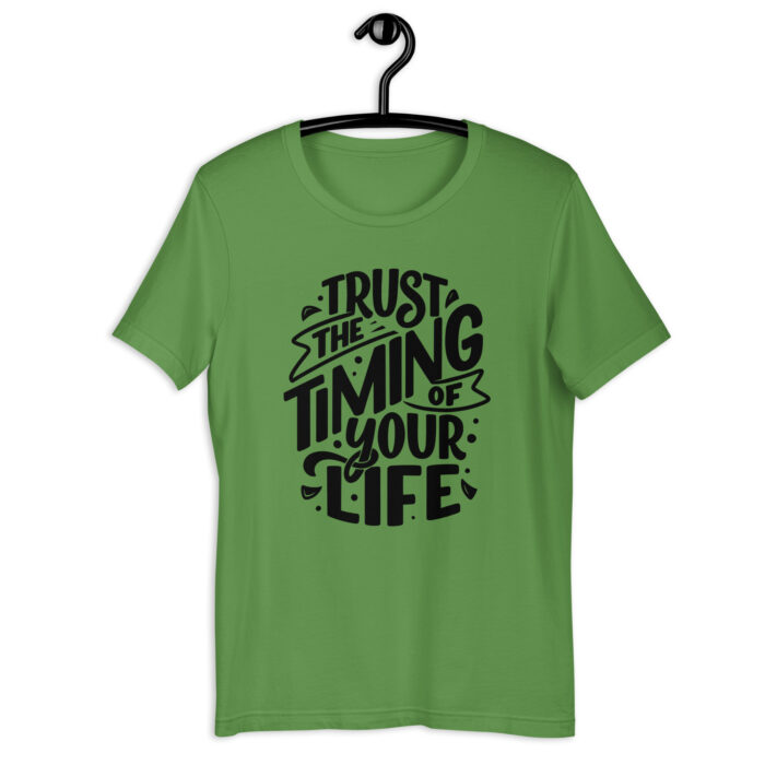“Life’s Perfect Timing” Inspirational Quote Tee – Serene Color Spectrum - Leaf, 2XL
