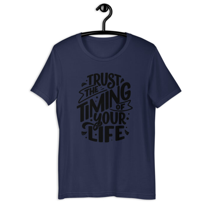 “Life’s Perfect Timing” Inspirational Quote Tee – Serene Color Spectrum - Navy, 2XL