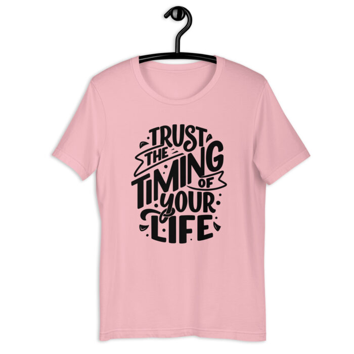 “Life’s Perfect Timing” Inspirational Quote Tee – Serene Color Spectrum - Pink, 2XL