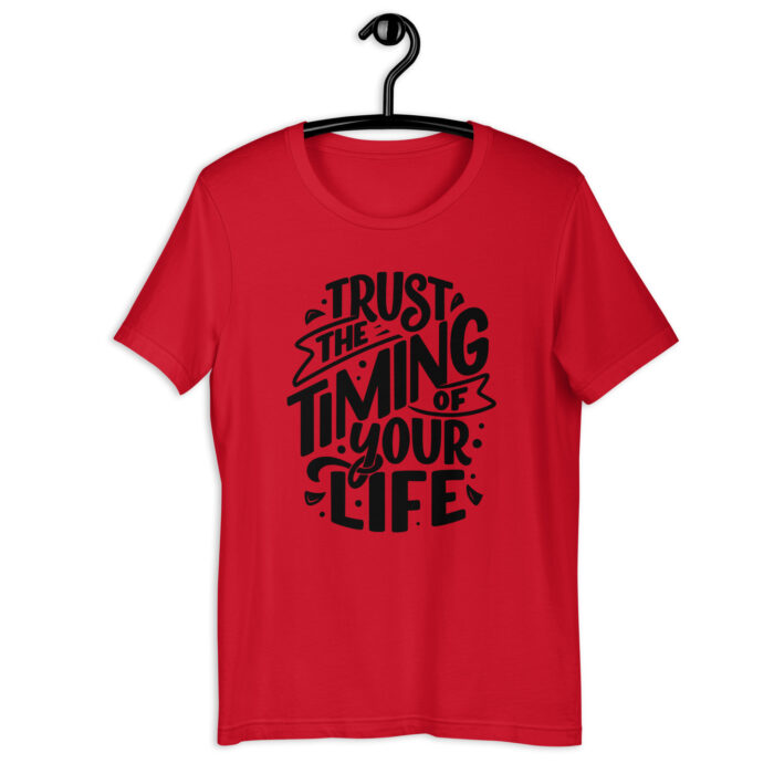 “Life’s Perfect Timing” Inspirational Quote Tee – Serene Color Spectrum - Red, 2XL
