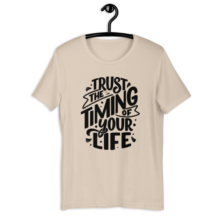 “Life’s Perfect Timing” Inspirational Quote Tee – Serene Color Spectrum - Soft Cream, 2XL