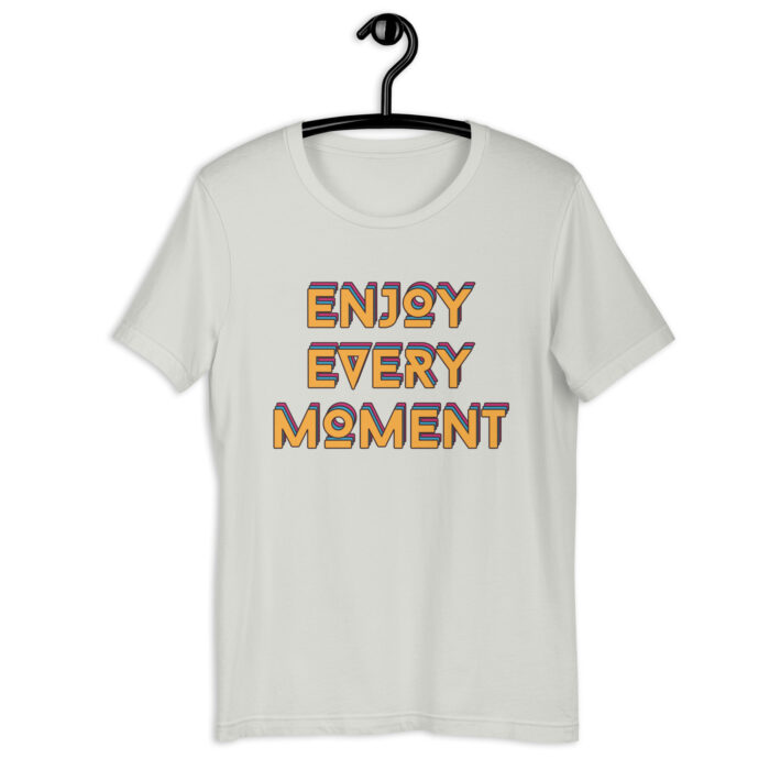 “Live Joyfully” Tee – ‘Enjoy Every Moment’ – Radiant Color Selection - Silver, 2XL