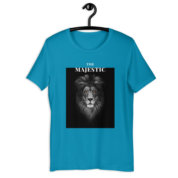 Majestic Spirit” Lion Graphic Tee – Bold Color Assortment - Aqua, 2XL