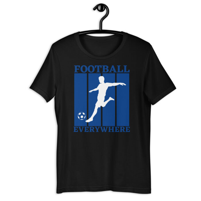 Multicolored Modern Tee with ‘Football Everywhere’ Blue Print - Black, 2XL