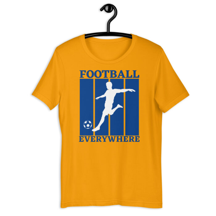 Multicolored Modern Tee with ‘Football Everywhere’ Blue Print - Gold, 2XL