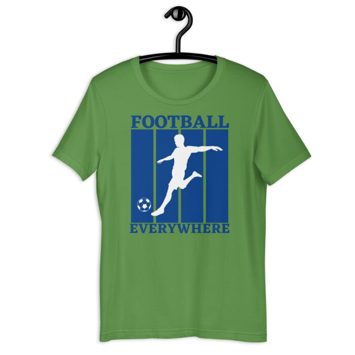 Multicolored Modern Tee with ‘Football Everywhere’ Blue Print - Leaf, 2XL