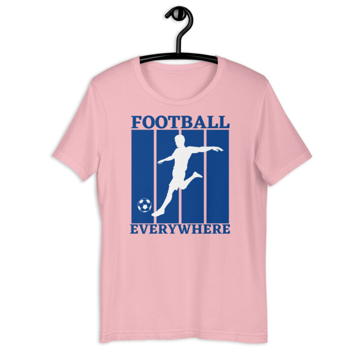 Multicolored Modern Tee with ‘Football Everywhere’ Blue Print - Pink, 2XL