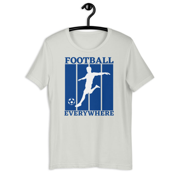 Multicolored Modern Tee with ‘Football Everywhere’ Blue Print - Silver, 2XL