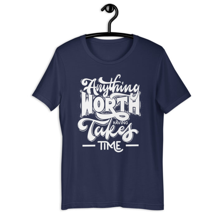 “Patience Proclamation” Tee – ‘Anything Worth Takes Time’ – Inspiring Color Mix - Navy, 2XL