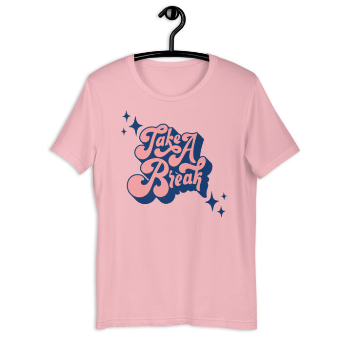 “Pause & Refresh” Tee – ‘Take a Break’ – Relaxing Color Palette - Pink, 2XL