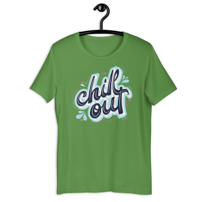 “Serene Vibes” Tee – ‘Chill Out’ Calligraphy – Relaxing Color Palette - Leaf, 2XL