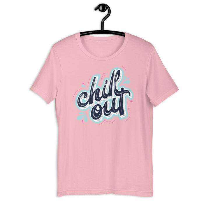 “Serene Vibes” Tee – ‘Chill Out’ Calligraphy – Relaxing Color Palette - Pink, 2XL
