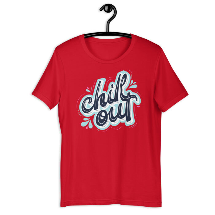 “Serene Vibes” Tee – ‘Chill Out’ Calligraphy – Relaxing Color Palette - Red, 2XL