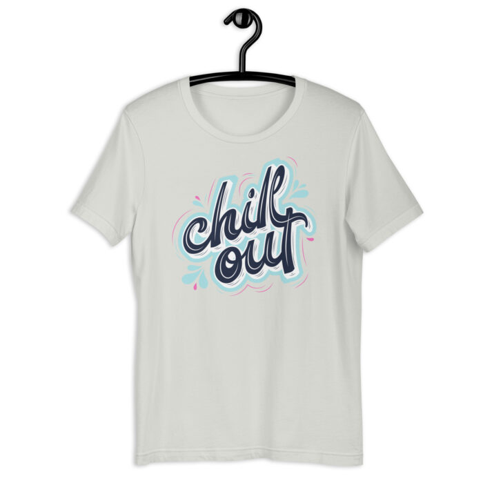 “Serene Vibes” Tee – ‘Chill Out’ Calligraphy – Relaxing Color Palette - Silver, 2XL