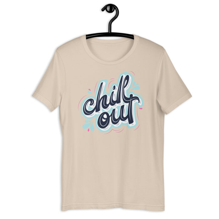“Serene Vibes” Tee – ‘Chill Out’ Calligraphy – Relaxing Color Palette - Soft Cream, 2XL
