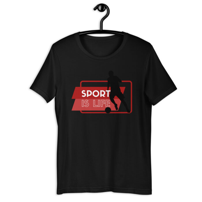 “Sport Is Life” Red Modern Tee - Black, 2XL