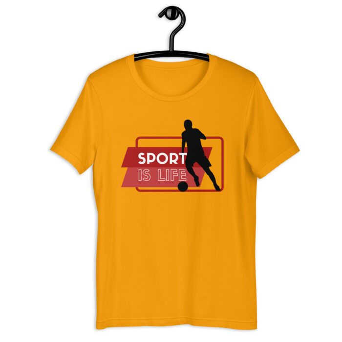 “Sport Is Life” Red Modern Tee - Gold, 2XL