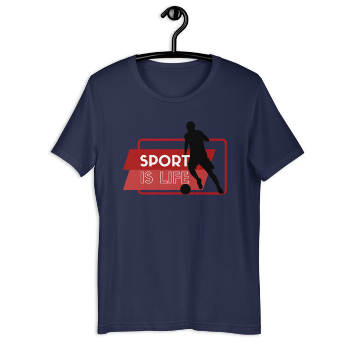 “Sport Is Life” Red Modern Tee - Navy, 2XL