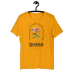 “Vintage Rose” Botanical Tee – Rustic Elegance Design – Earthy Color Spectrum - Gold, 2XL