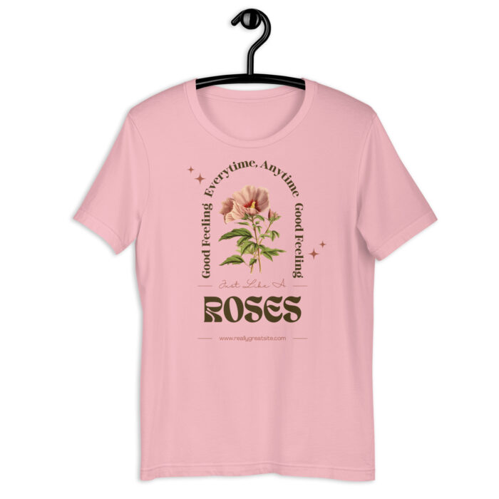 “Vintage Rose” Botanical Tee – Rustic Elegance Design – Earthy Color Spectrum - Pink, 2XL