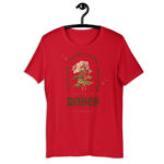 “Vintage Rose” Botanical Tee – Rustic Elegance Design – Earthy Color Spectrum - Red, 2XL