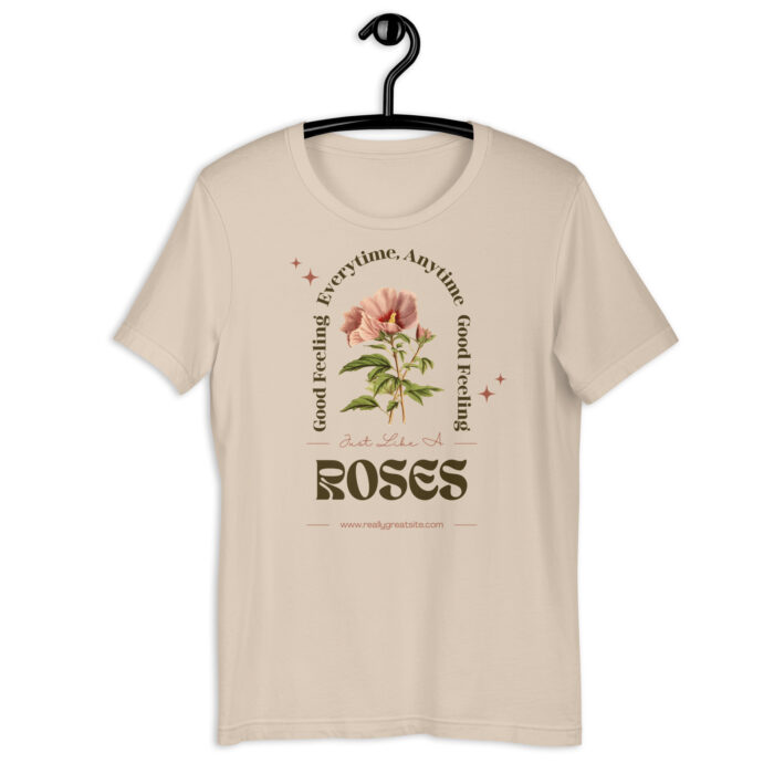 “Vintage Rose” Botanical Tee – Rustic Elegance Design – Earthy Color Spectrum - Soft Cream, 2XL