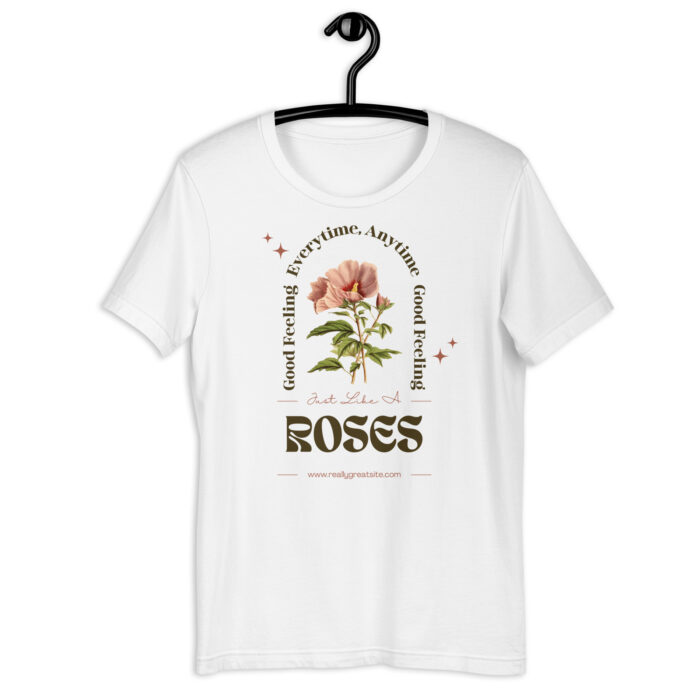 “Vintage Rose” Botanical Tee – Rustic Elegance Design – Earthy Color Spectrum - White, 2XL