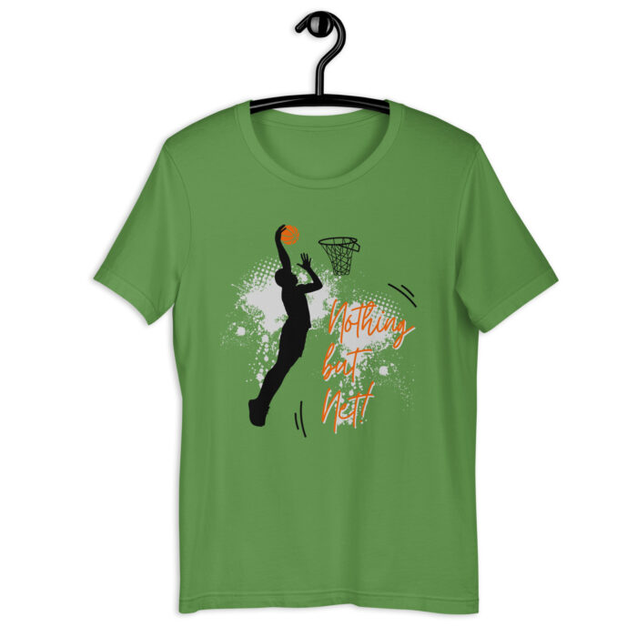 White Basketball T-Shirt with Black & Orange Illustration - Leaf, 2XL