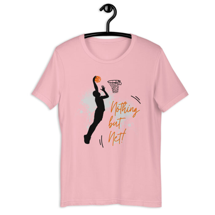 White Basketball T-Shirt with Black & Orange Illustration - Pink, 2XL