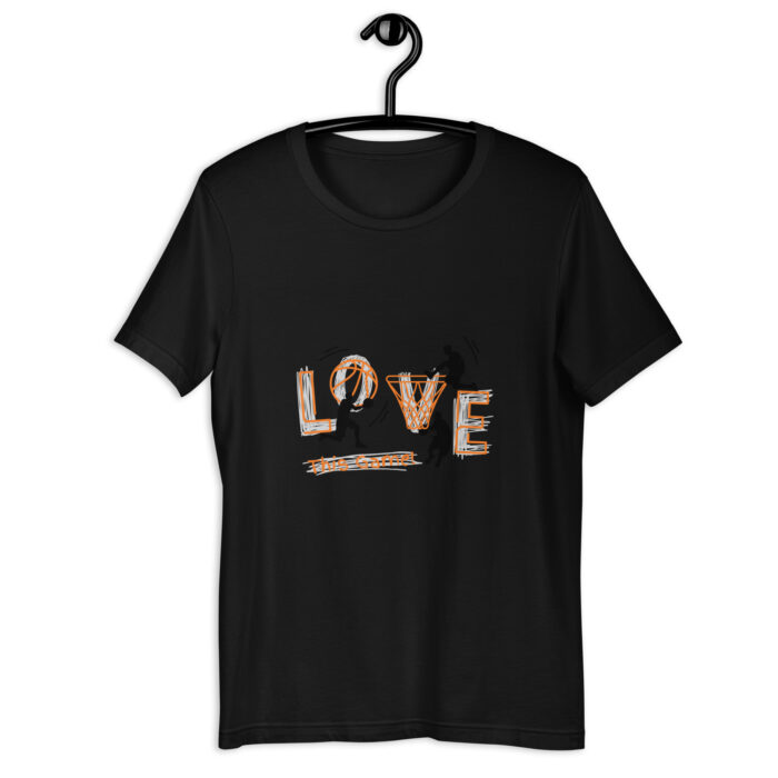 White ‘Love This Game’ Basketball T-Shirt – Orange & Black Illustration - Black, 2XL
