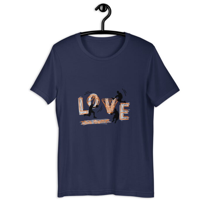 White ‘Love This Game’ Basketball T-Shirt – Orange & Black Illustration - Navy, 2XL